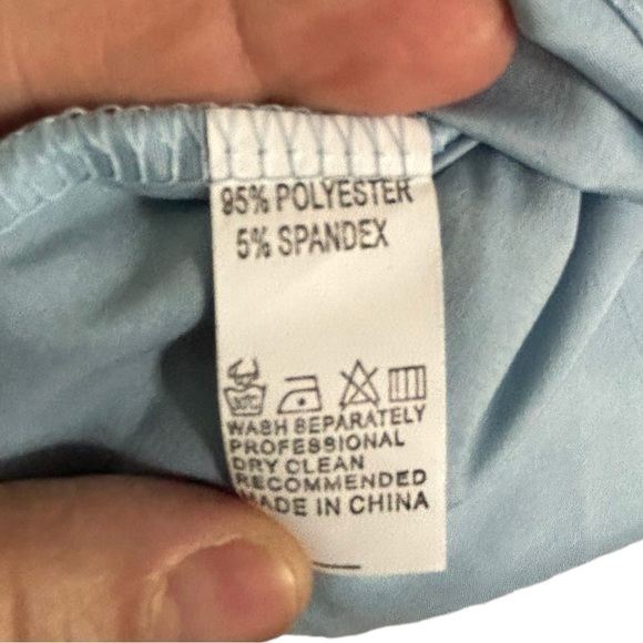 Amish Made Women's Modest Ruffled Baby Blue XL Long Sleeve Polyester Blouse NEW! - Picture 3 of 6